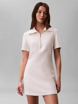 Calvin Klein Short Sleeve Zip Collar Mini Dress, White - view 2, White