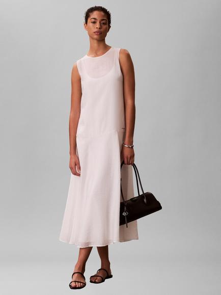 Calvin Klein Voile Maxi Dress, White Sand
