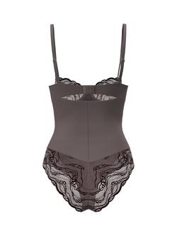 Calvin Klein Sensual Stretch Lace Bodysuit, Botanical Brown - view 2, Botanical Brown