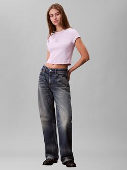 Calvin Klein Monogram Logo Ribbed Baby T-Shirt, Island Lilac, Island Lilac