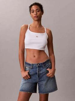 Calvin Klein Cropped Vest Top, Bright White, Bright White