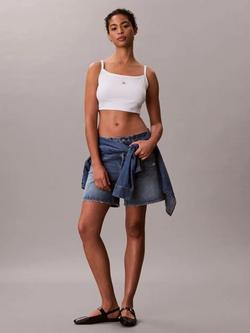 Calvin Klein Cropped Vest Top, Bright White - view 2, Bright White