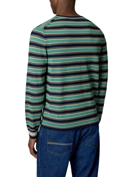 Paul Smith Crew Neck Striped Jumper, Green - view 2, Green