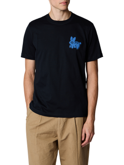 Paul Smith Bunny Graphic Print Crew Neck Cotton T-Shirt, Blue, Blue