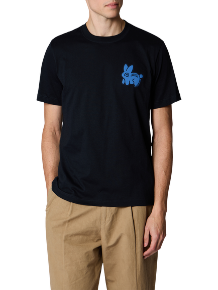 Paul Smith Bunny Graphic Print Crew Neck Cotton T-Shirt, Blue, Blue