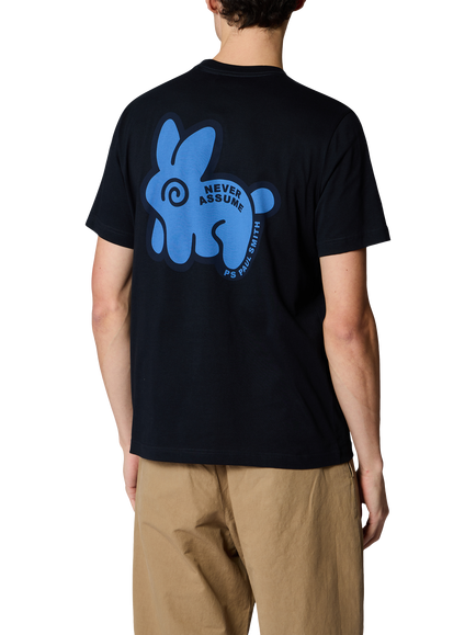 Paul Smith Bunny Graphic Print Crew Neck Cotton T-Shirt, Blue - view 2, Blue