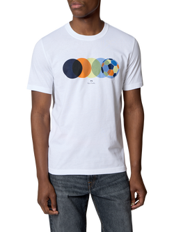 Paul Smith Football Circles Crew Neck Cotton T-Shirt, White, White