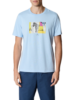 Paul Smith Patch Zebra Crew Neck Cotton T-Shirt, Blue, Blue