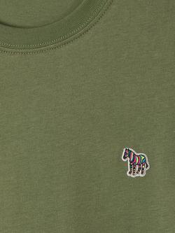 Paul Smith Zebra Crew Neck Cotton T-Shirt, Green - view 2, Green