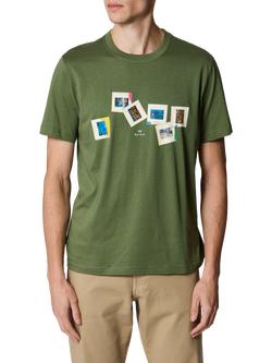 Paul Smith Slides Crew Neck Cotton T-Shirt, Green, Green