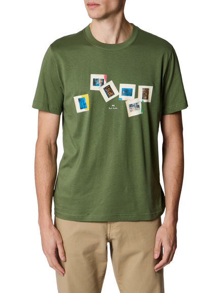 Paul Smith Slides Crew Neck Cotton T-Shirt, Green, Green