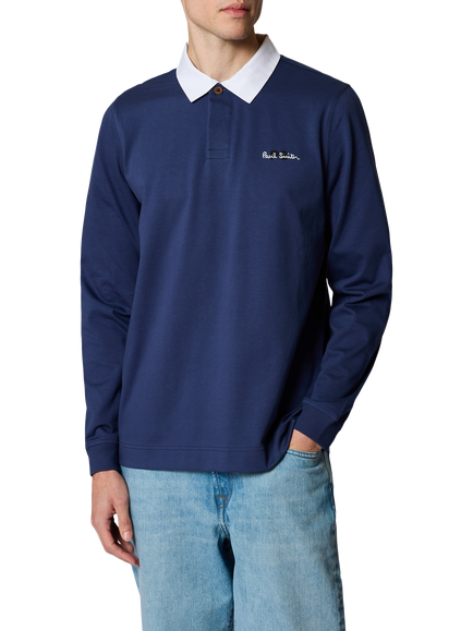 Paul Smith Logo Cotton Rugby Shirt, Blue, Blue