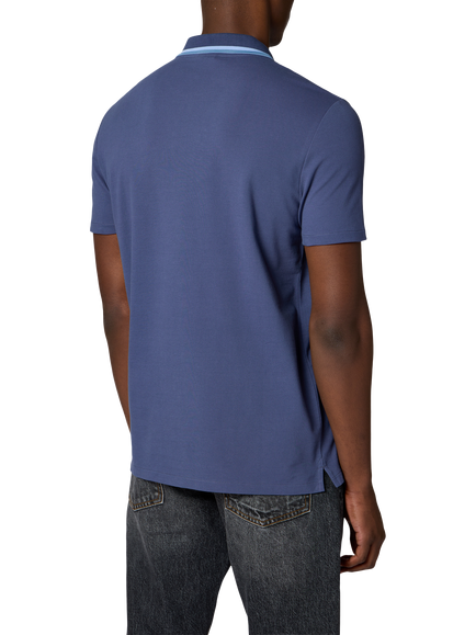 Paul Smith Zip Neck Cotton Blend Polo Shirt, Blue - view 2, Blue