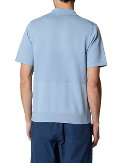 Paul Smith Zip Neck Cotton Polo Shirt, Blue - view 2, Blue
