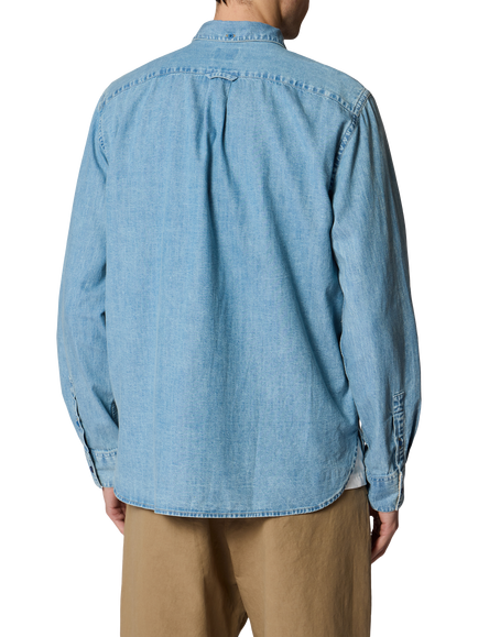 Paul Smith Button Down Denim Shirt, Blue - view 2, Blue
