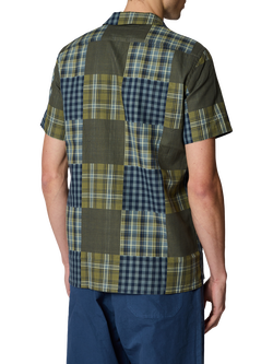 Paul Smith Patchwork Check Button Through Short Sleeve Cotton Shirt, Green - view 2, Green