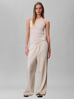 Calvin Klein Weekend Casual Linen Rich Trousers, Chalk