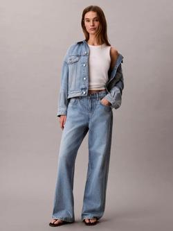 Calvin Klein High Rise Wide Leg Jeans, Blue, Blue