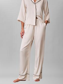 Calvin Klein Stripe Satin Pyjama Bottoms, Ivory - view 2, Ivory