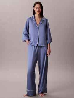 Calvin Klein Satin Lounge Pants, Blue Tulip - view 2, Blue Tulip