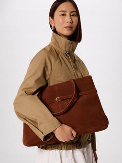 Whistles Noelle Pure Suede Tote Bag, Brown - view 2, Brown