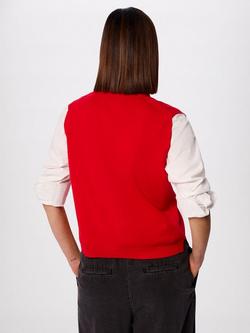 Whistles V-Neck Sleeveless Cardigan, Red - view 2, Red