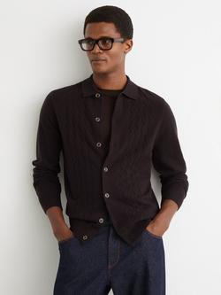 Reiss Gideon Button Through Wool Cardigan, Brown