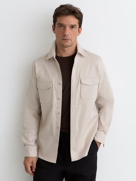 Reiss McRrae Long Sleeve Shirt, Stone, Stone