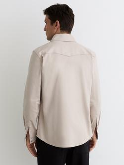 Reiss McRrae Long Sleeve Shirt, Stone - view 2, Stone