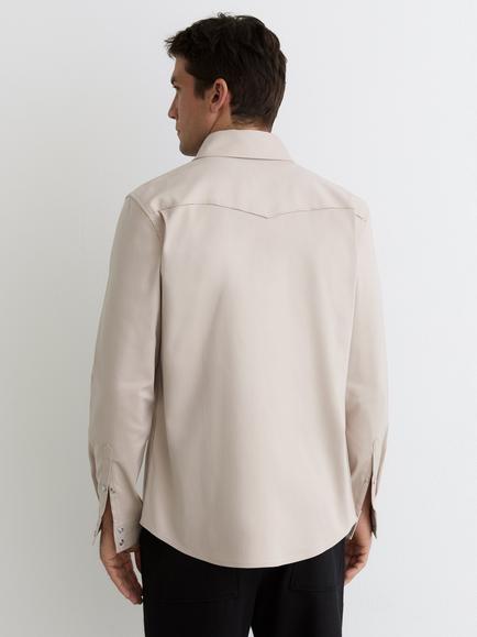 Reiss McRrae Long Sleeve Shirt, Stone - view 2, Stone