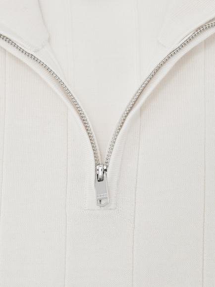 Reiss Findlay Wool Zip Neck Jumper - view 2, Snow White