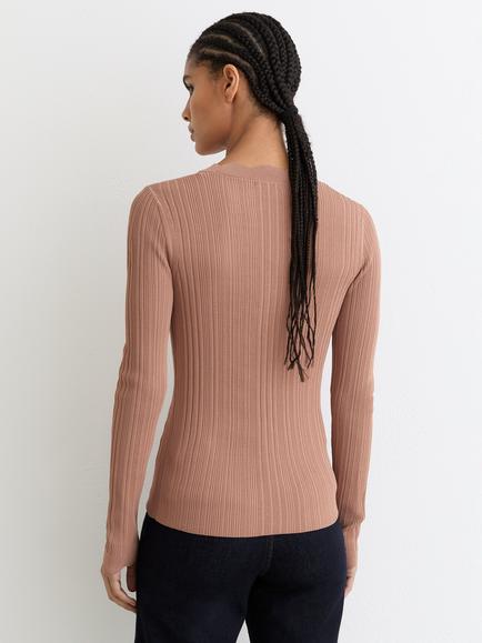 Reiss Vinny Scallop Detail Cardigan, Burgundy - view 2, Pink