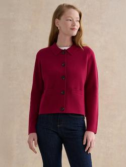 Hobbs Mia Boxy Knit Jacket, Beetroot Pink, Beetroot Pink