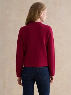 Hobbs Mia Boxy Knit Jacket, Beetroot Pink - view 2, Beetroot Pink