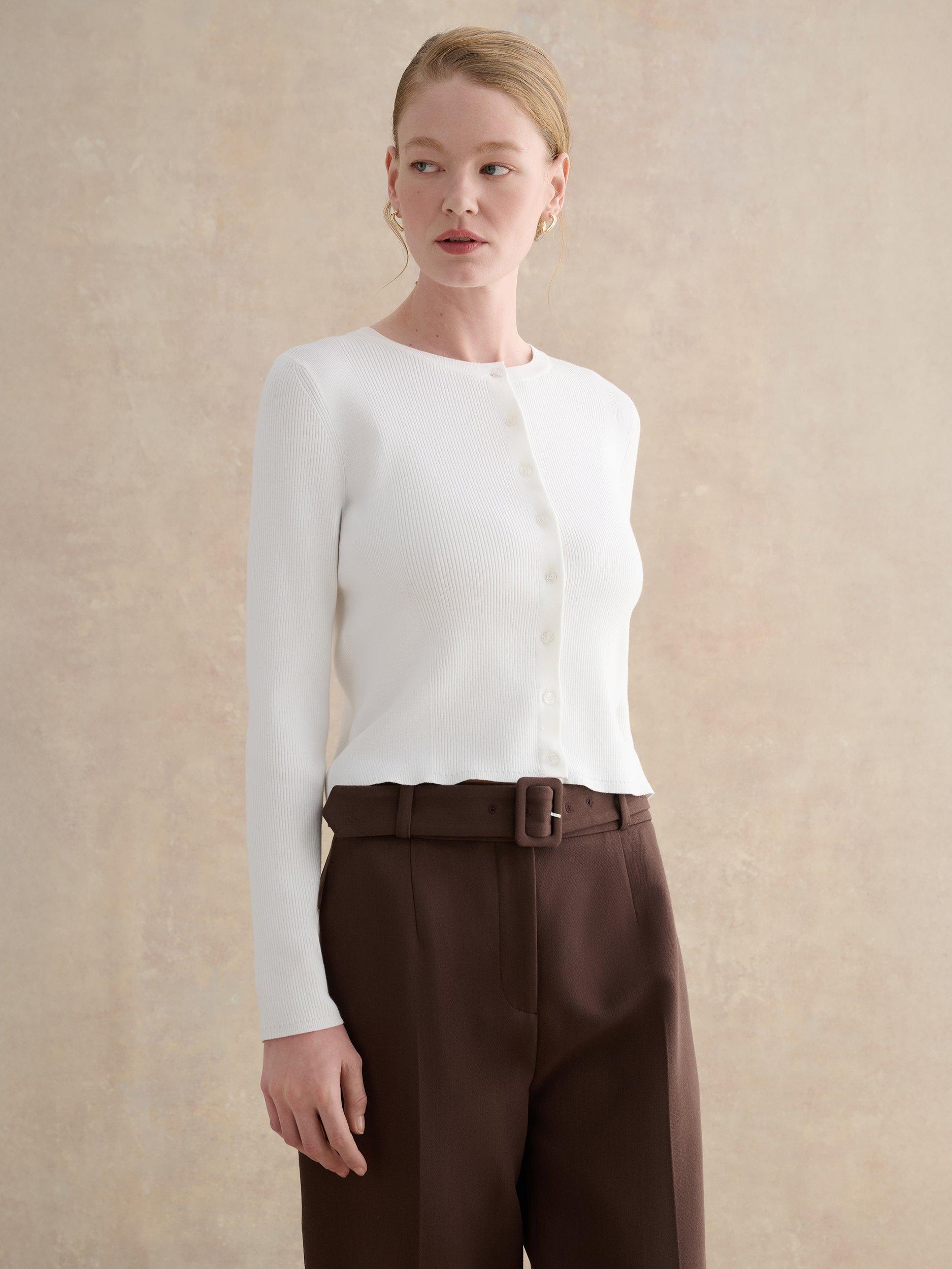 Hobbs Larissa Ribbed Cardigan, Ivory