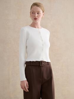 Hobbs Larissa Ribbed Cardigan, Ivory, Ivory