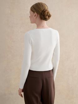 Hobbs Larissa Ribbed Cardigan, Ivory - view 2, Ivory