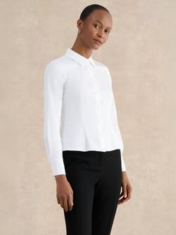 Hobbs Giulia Peplum Hem Shirt, White, White