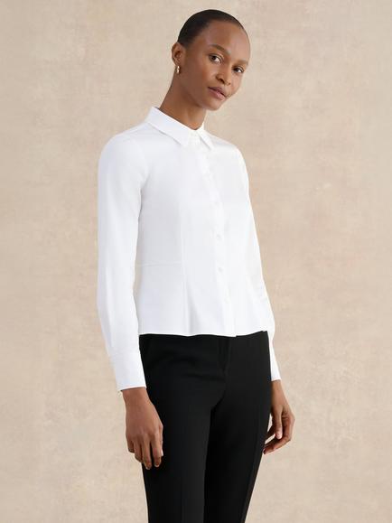 Hobbs Giulia Peplum Hem Shirt, White, White