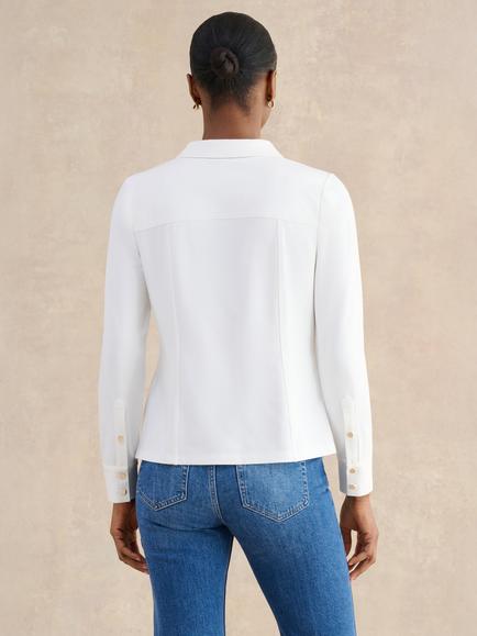 Hobbs Rosana Jersey Shirt, Ivory - view 2, Ivory