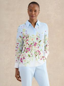 Hobbs Sabina Trailing Floral Shirt, Pale Blue/Multi, Pale Blue/Multi
