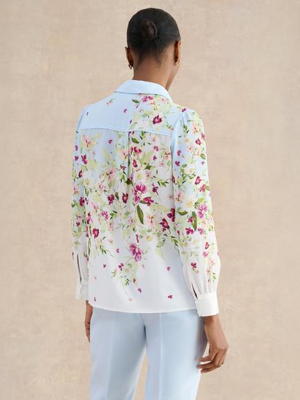Hobbs Sabina Trailing Floral Shirt, Pale Blue/Multi - view 2, Pale Blue/Multi