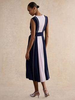Hobbs Louise Colour Block Midi Dress, Midnight/Pink - view 2, Midnight/Pink