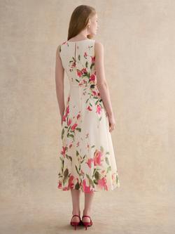 Hobbs Petite Carly Floral Midi Dress, Cream/Multi - view 2, Cream/Multi