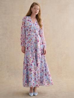 Hobbs Thea Floral Maxi Dress, Pale Blue/Multi, Pale Blue/Multi