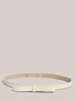 Hobbs Rosalia Bow Pure Leather Belt, Warm Ivory, Warm Ivory