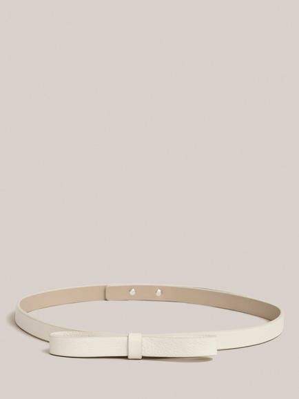 Hobbs Rosalia Bow Pure Leather Belt, Warm Ivory, Warm Ivory
