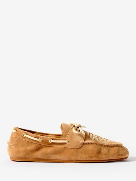 Mint Velvet Livi Suede Boat Shoes, Natural Brown, Natural Brown