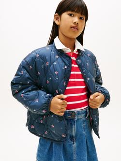 Tommy Hilfiger Kids' Floral Onion Quilt Jacket, Dark Blue, Dark Blue