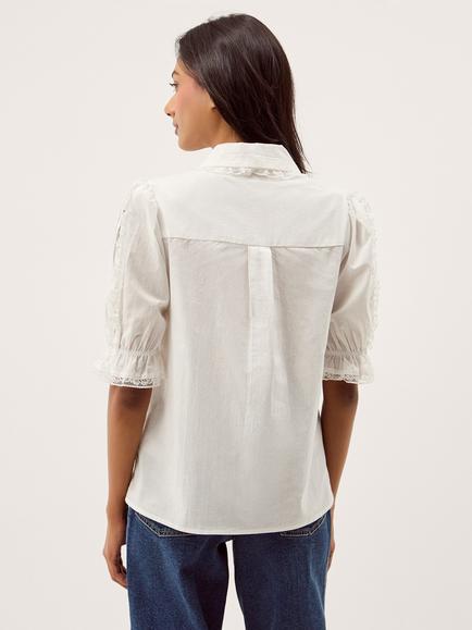 Monsoon Annette Pintuck Lace Shirt, White - view 2, White
